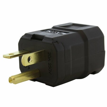 AC WORKS NEMA 6-20P 20A 250V Clamp Style Square Plug with UL, C-UL Approval in Black ASQ620P-BK